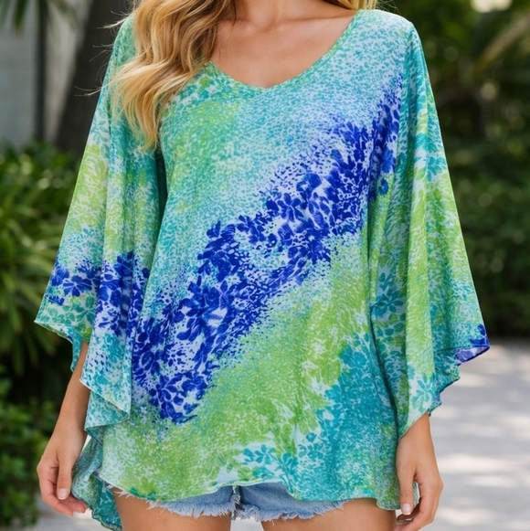 Apt. 9 Tops - APT. 9 | Poncho | Size S | Green, Blue and Aqua